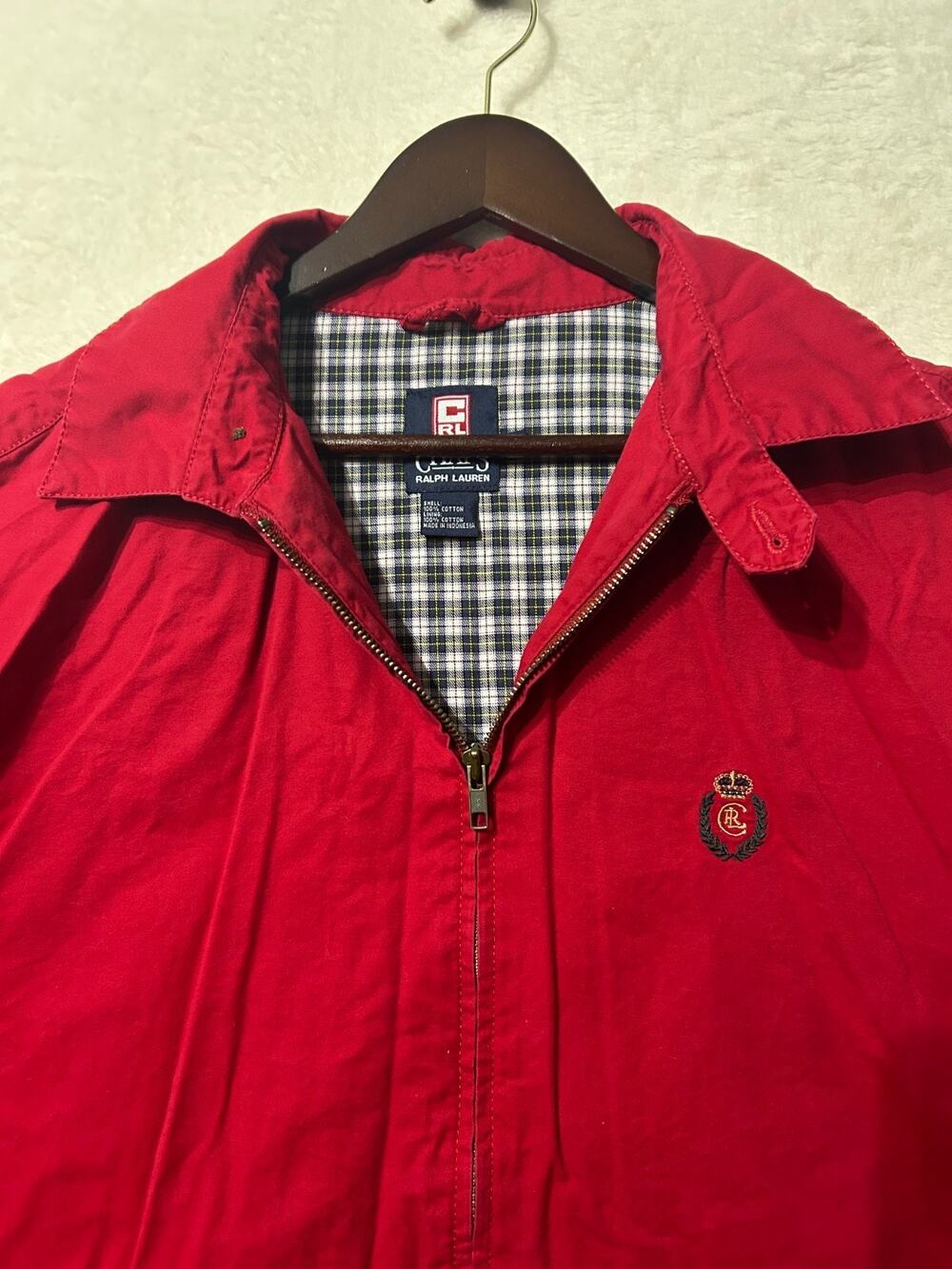 Vintage Chaps Ralph Lauren Men's Large Red Fleece Full Zip Jacket CRL
